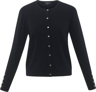 Marble Scotland Womens Basic Crewneck Cardigan In Black