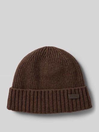 Barbour Beanie aus Woll-Mix Modell CARLTON in Mittelbraun, Gr&ouml;&szlig;e 1