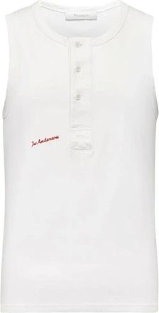 J.W.Anderson Sleeveless Tops, male, White, Size: S Logo-Embroidered T-Shirt