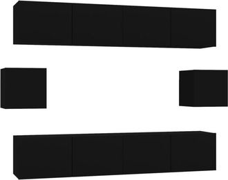 vidaXL Vidaxl - Set De Muebles Para Tv 6 Piezas Madera Contrachapada Negro