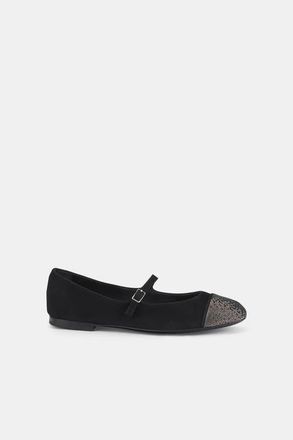 AGL Milly Strass Sparkling Cap Toe Ballet Flat in Black at Nordstrom, Size 39.5