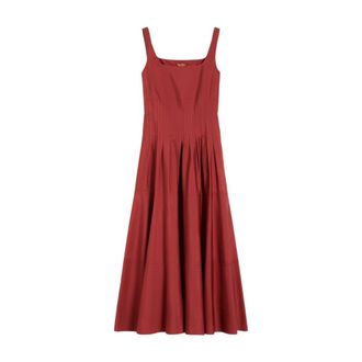 Max Mara Feltre Poplin Dress - Dames - Maxi kleedjes - Rood - M - Katoen - Kleedjes