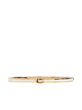 Coach logo bangle bracelet - women - Brass - S - Gold