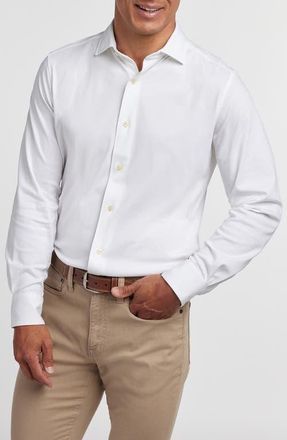 David Donahue Cotton Knit Sport Shirt in White at Nordstrom, Size Xx-Large