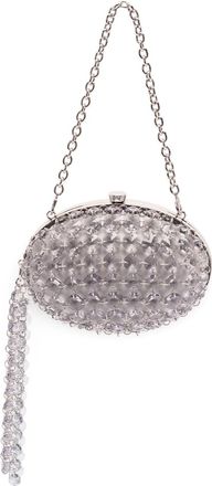 Self Portrait Oval Crystal Chain Clutch Bag