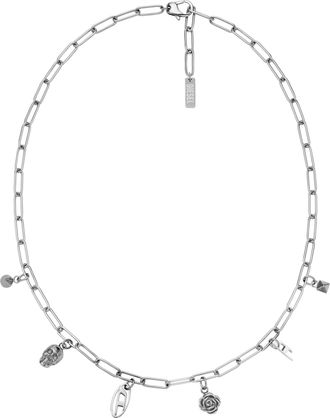 Diesel Stainless Steel Charm Necklace - Necklaces - Unisex - Silver