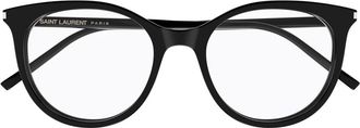 Saint Laurent Accessoires, Dames, Zwart, ONE Size, Oversized ronde montuur met hoekdetail