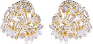 Suzy Levian Cubic Zirconia Cluster Heart Stud Earrings in Yellow at Nordstrom Rack