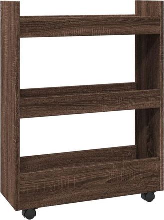 vidaXL Vidaxl - Carro de almacenaje estrecho 3 niveles madera marrón roble