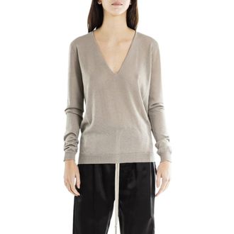 Rick Owens Cashmere Knitwear, female, Gray, L, Cashmere V-neck Knit