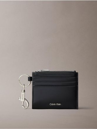 Calvin Klein Mens Hardware Logo Clip Card Case - Black