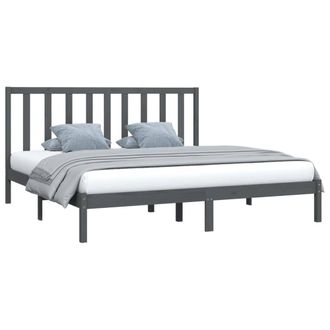 Berkfield Home Beautiful Bed Frame Grey Solid Wood Pine 200x200 cm