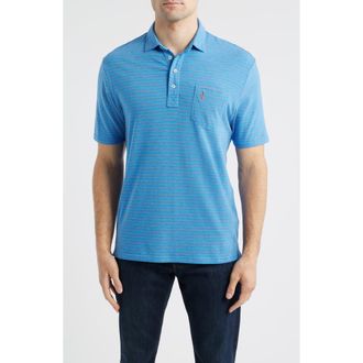 Johnnie-O Ryan Stripe Polo in Venice Blue at Nordstrom, Size Xx-Large