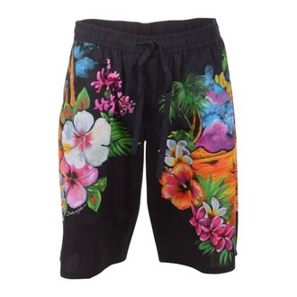 Dolce & Gabbana Beachwear, male, Black, Size: XL Bermuda Flowers Shorts