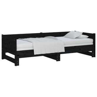 Berkfield Home Pull-out Day Bed Black Solid Wood Pine 2x(90x200) cm
