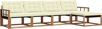 vidaXL Conjunto De Sof&aacute;s De Exterior 5 Uds. Natural Y Crema Vidaxl