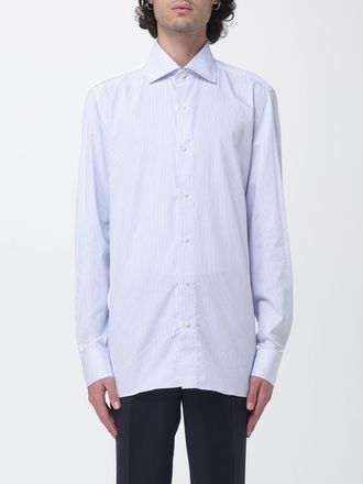 Borrelli Napoli Camicia a righe Luciano in cotone con collo francese