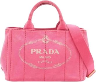 Prada Pre-owned Tote Bags, female, Pink, Size: ONE SIZE Pre-owned Vintage Canvas Tote