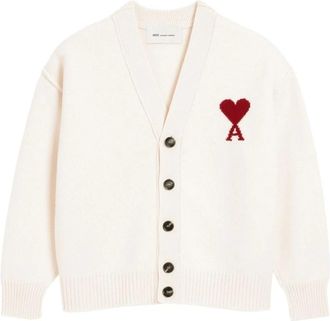 Ami Cardigan Ami De Coeur - Heren - Vesten - Wit - S - Wol - Truien & Vesten