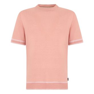 HUGO BOSS Linnen Blend T-shirt - Heren - Tops - Roze - Maat: XL Linnen