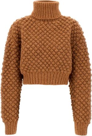 Dolce & Gabbana Alpaca Blend Turtleneck Sweater - Dames - Coltruien - Bruin - XS - Wol - Truien & Vesten