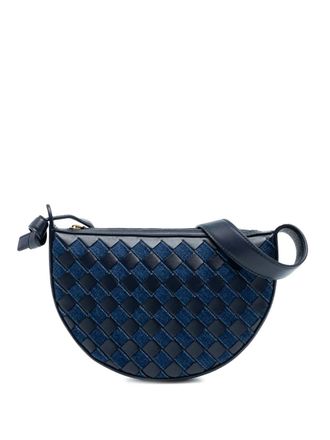 Bottega Veneta 2012-2025 Mini Leather and Denim Intrecciato Sunrise hobo bag - women - Denim/Calf Leather/Leather - One Size - Blue
