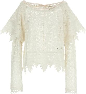 Isabel Marant Hyliana Katoenen Gehaakte Trui - Dames - Blouses - Wit - XS - Katoen - Overhemden