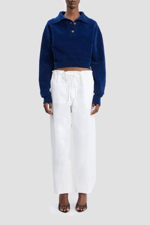 Victoria Beckham Collared Cropped Top In Bright Navy