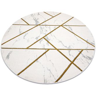 RugsX Rugsx - Alfombra Emerald Exclusivo 1012 Circulo - Glamour, Elegante M&aacute;rmol, Geom&eacute;trico Crema / Oro Beige Circulo 160 Cm