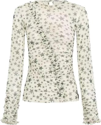 One Teaspoon Sterrenfeest Mesh Ruffle Top - Dames - Blouses - Veelkleurig - XS - Leer - Overhemden