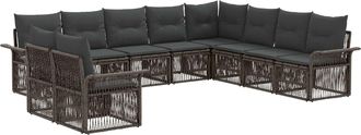 vidaXL Conjunto De Sof&aacute;s De Jard&iacute;n 10 Uds. Gris Rat&aacute;n Sint&eacute;tico Vidaxl