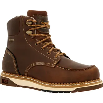 Georgia Boot Waterproof AMP LT Wedge Waterproof MocToe Work Boot in Brown at Nordstrom, Size 11.5