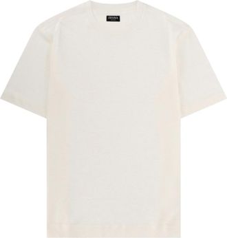 Ermenegildo Zegna White Solid Crew Neck T-Shirt