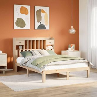 vidaXL Cama Con Estanter&iacute;a Sin Colch&oacute;n Madera Maciza De Pino 150x200cm Vidaxl