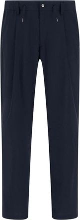 Herno Blauwe Elastische Taille Broek - Heren - Slim Fit Broeken - Blauw - XL - Wol - Broeken