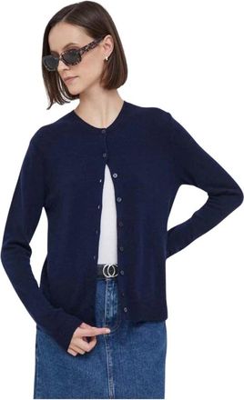 Benetton Cardigan van scheerwol met ronde hals - Dames - Vesten - Blauw - XS - Wol - Truien & Vesten