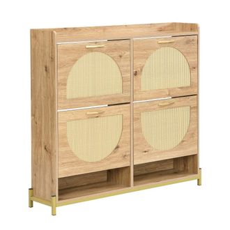 Urban Meuble Zapatero con 4 puertas abatibles en madera y rat&aacute;n - Gran capacidad