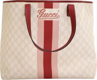Gucci Borsa tote grande Joy in tessuto GG Supreme con logo e decorazione Web 2000-2015 - Bianco