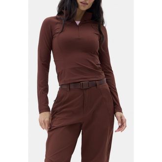 Halfdays Julie Quarter Zip Top in Brunette/Java at Nordstrom, Size X-Small