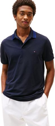 Tommy Hilfiger Mens Short Sleeve Casual Dri Polo Shirts in Regular Fit with Moisture Wicking and Stretch, Desert Sky Tipped, XL