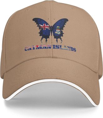 Generic Breathable Golf Ball Hat Cayman Islands Cayman Islanders Butterflies Flag Snapback Cap Outdoor Sandwich Baseball Caps for Adult, Boys, Youth