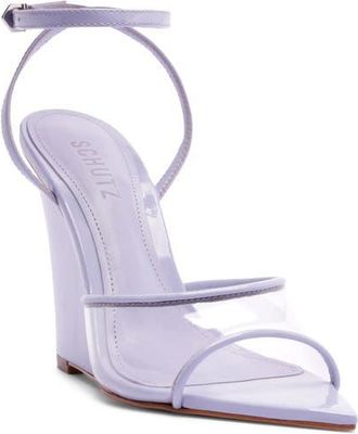 Schutz Elodie Ankle Strap Wedge Sandal in Lavender Sky at Nordstrom, Size 9.5