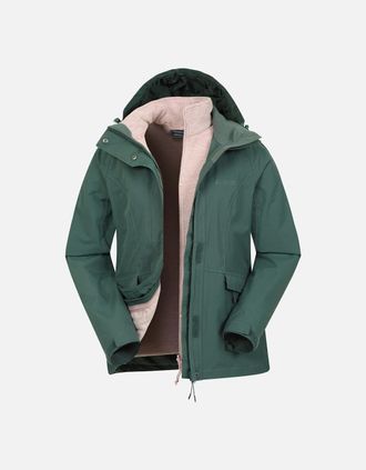 Mountain Warehouse Womens Mountain Warehouse Womens/Ladies Thunderstorm II 3 in 1 Waterproof Jacket - Green - Size: 14