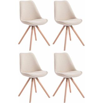 Clp Clp - Set De 4 Sillas De Comedor Toulouse En Tela Crema Natural