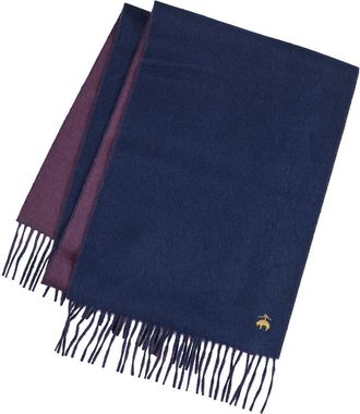 Brooks Brothers Twill Wool & Cashmere Blend Fringe Scarf in Navy/Fig at Nordstrom Rack