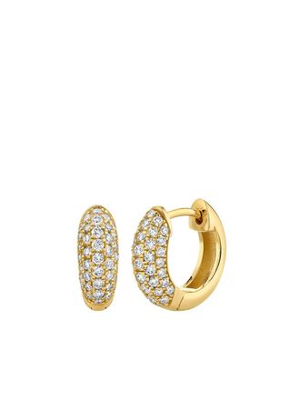 Sydney Evan 14kt yellow gold diamond pave huggies - women - Diamond/14kt Yellow Gold - One Size