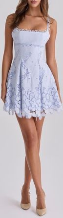 House of CB Isla Bluebell Scalloped Lace Cocktail Minidress at Nordstrom, Size X-Large