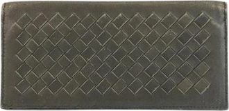Bottega Veneta Pre-owned Intrecciato Leren Lange Portemonnee - Heren - Vintage Accessoires - Grijs - ONE Size - Leer - Vintage