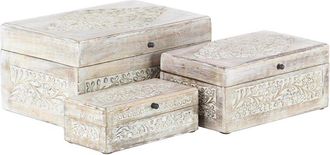 UMA Enterprises Inc. Set Of 3 Floral Decorative Boxes With Hinged Lid