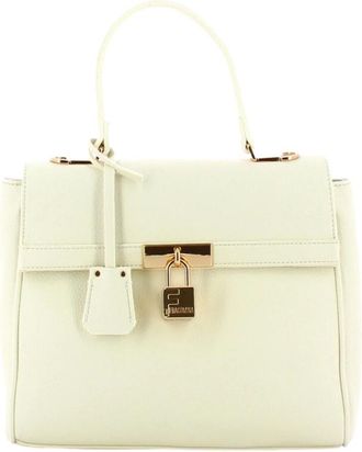 Fracomina Witte Eco-leren Schoudertas met Gekleurde Band - Dames - Handtassen - Wit - ONE Size - Leer - Tassen